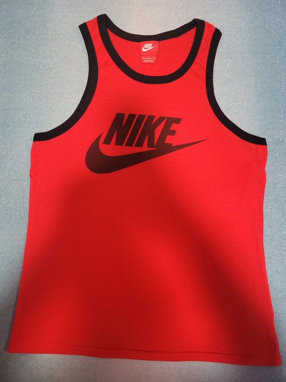 Nike Red Tank Top with Black Logo and Trim - Men